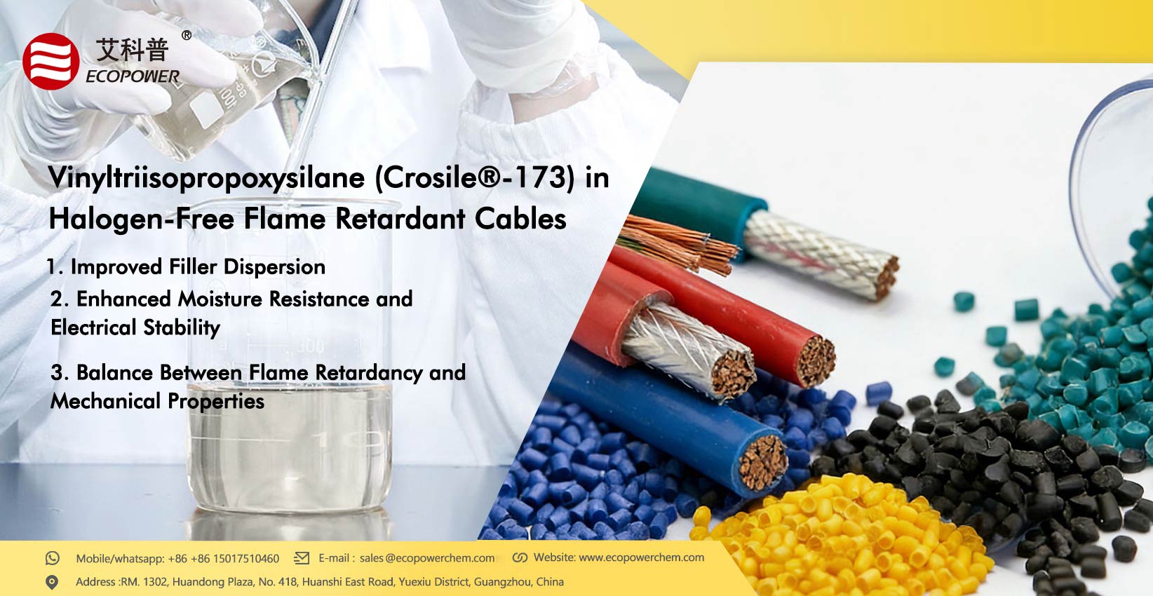 Viniltriisopropoxisilano (Crosile®-173) en cables ignífugos libres de halógenos